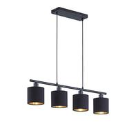 Reality TOMMY R30334079 Suspension, Métal Noir Mat, Abat-jour en Tissu, Noir