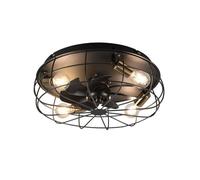 Trio-Leuchten Ventilateur Trondheim 4xE27 - max.10,0 W, plastique blanc, métal noir mat, Ø48,5cm