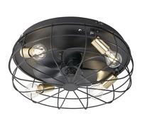 Reality, Ventilateur, Trondheim 4xE27, max.10,0 W Plastique, Blanc, Corps: Métal, noir mat Ø:48,5cm, H:17,5cm