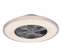 VENTILATEUR ET PLAFONNIER HARSTAD DIFFUSEUR SATINÉ ET EFFET CRISTAL AVEC TÉLÉ