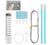 Realjoy 11 Pièce Nettoyage de Réfrigérateur,Kit Nettoyage Trou Vidange Frigo Réutilisable,Brosse de Nettoyage+Seringue+Brosse Douce+Grattoir+Bouchon de Vidange +Serviette,pour le Nettoyage du Frigo