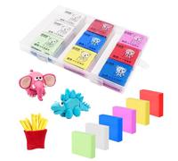 Realjoy Lot de 18 Gommes à Modeler, 4 x 3,5 cm, 6 Couleurs, avec Boîte Transparente, pour Artistes, Enfants, Peinture, Fournitures Scolaires, Pâte à Modeler DIY