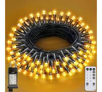 Realky Guirlande Lumineuse de Noël, 12M 100 LED Lumières de Noël Intérieur et Extérieure, 8 Modes et Fonction Mémoire Guirlande Lumineuse Sapin pour Balcon, Jardin, Maison Décoration - Blanc Chaud