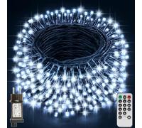 Realky Guirlande Lumineuse de Noël, 38.2M 320 LED Lumières de Noël Intérieur et Extérieure, 8 Modes et Fonction Mémoire Guirlande Lumineuse Sapin pour Balcon, Jardin, Maison Décoration - Blanc Froid