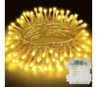 Realky Guirlande Lumineuse de Noël à Piles, 11M 110LED Lumières de Noël Intérieur et Extérieure, 8 Modes et Fonction Mémoire Guirlande Lumineuse Sapin pour Balcon, Jardin, Chambre, Fête - Blanc Chaud
