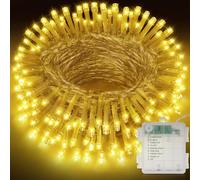 Realky Guirlande Lumineuse de Noël à Piles, 21M 210LED Lumières de Noël Intérieur et Extérieure, 8 Modes et Fonction Mémoire Guirlande Lumineuse Sapin pour Balcon, Jardin, Chambre, Fête - Blanc Chaud