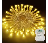 Realky Guirlande Lumineuse de Noël à Piles, 5M 50LED Lumières de Noël Intérieur et Extérieure, 8 Modes et Fonction Mémoire Guirlande Lumineuse Sapin pour Balcon, Jardin, Chambre, Fête - Blanc Chaud