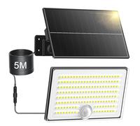 Realky Lampe solaire d'extérieur avec détecteur de mouvement, étanche IP65, avec câble de 5 m, pour garage, jardin, cour, marches, portes d'entrée, 1 pièce