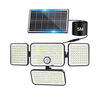 Realky Lampe Solaire Extérieur Détecteur de Mouvement, Lumière Solaire Extérieure con 301LED 3000mAh IP65 Étanche, Spot Led pour Jardin Garage Cour, Câble de 5M