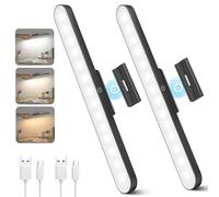 Realky Lot de 2 lampes LED sous meuble de cuisine, à intensité variable, éclairage d'armoire, sans fil, rechargeable, alimenté par USB, lumière de cuisine pour miroirs, bureaux, cuisines, armoires et