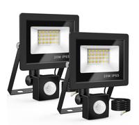 Realky Projecteur LED Exterieur Detecteur de Mouvement 20W, 24 LED Projecteur IP65 Etanche Eclairage Exterieur 6500K 220v Spot pour Jardin, Patio, Garage, Lumière d'extérieure(Paquet de 2)