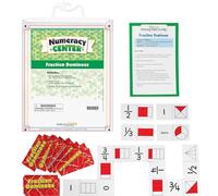 Really Good Stuff Fraction Dominos Centre de nuance avec sac de rangement - Pack d'apprentissage Grab and Go - Améliorer la reconnaissance des fractions avec ce jeu de dominos amusant - Grades 1-2