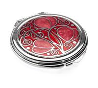 Really Nice Miroir de poche Motif feuilles et boucles Rouge et fuchsia