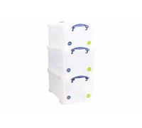 Really Useful Box Lot de 3 boîtes de rangement en plastique transparent 48 l