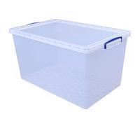 Really Useful Box Lot de 3 boîtes Nestable de 83 l avec couvercle - 440 x 700 x 370 mm - Transparent
