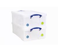 Really Useful Lot de 2 boîtes de rangement en plastique Transparent 50 l