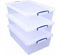 Really Useful, Lot De Cartes Transparentes Emboîtables, Plastique, Transparent, 43 Litre Nestable Clear Pack Of 3 En Carte