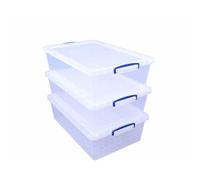 Really Useful, Lot de cartes transparentes emboîtables, plastique, Transparent, 43 Litre Nestable Clear Pack of 3 en Carte