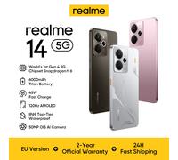 Realme 14 5G Smartphone, Processeur Snapdragon 6 octa core de 4ème génération, Batterie Titan de 6 000 mAh, Écran AMOLED 120Hz de 6,67 pouces, Charge rapide de 45W, Caméra 50 MP, Support NFC noir