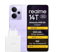realme 14T 5G Smartphone 8 + 256 Go, Chipset 5G Dimensity 6300, Batterie Titan de 6 000 mAh, Charge Rapide de 45 W, Écran e-Sport AMOLED 120 Hz, IP69, NFC, Violet(Pas d'adaptateur)