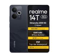 realme 14T 5G Téléphone Intelligent 8 + 256 Go, Chipset 5G Dimensity 6300, Batterie Titan de 6 000 mAh, Charge Rapide de 45 W, Écran e-Sport AMOLED 120 Hz, IP69, NFC, Noir T(Pas d'adaptateur)