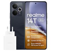 realme 14T 5G Téléphone Portable, 8+ 256 Go Smartphone, Dual SIM, Chipset 5G Dimensity 6300, Batterie de 5260mAh, Écran Esport AMOLED 6,67" 120 Hz, IP69, NFC, Noir Obsidienne (Adaptateur 45W Inclus)