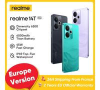 realme 14T 8+256GB 5G Smartphone, Processeur octa-cœurs Mediatek Dimensity 6300, Batterie 6000 mAh, Affichage AMOLED 120Hz de 6,67 pouces, Charge rapide 45W, Caméra 50 MP, Support NFC, IP68/IP69, Viol