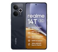 realme 14T Smartphone 5G 8+256Go, Obsidian Black, 6,67 Pouces d'écran, 120Hz d'affichage, 5260 mAh de Batterie, 50 MP de caméra, MediaTek Dimensity 6300, Protection ArmorShell, IP69
