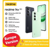 Realme 14X 5G 8GB 256GB Smartphone, Affichage 6,67" 120Hz, Processeur Mediatek Dimensity 6300 Octa-core, Batterie 5000mAh, Caméra AI 50MP, NFC IP64 Android 15 noir