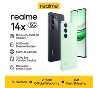 Realme 14x 5G Smartphone EU Version, Processeur Mediatek Dimensity 6300 Octa-core, Batterie 5000mAh, Affichage 6,67" 120Hz, Caméra AI 50MP, NFC IP64 Android 15 noir