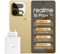 realme 16 Pro+ 5G Smartphone, 12+512GB, Snapdragon® 7 Gen 4, Or | Écran HyperGlow 4D Curve+ 6500 nits, Batterie 7000mAh, Charge ultra 80W et inversée, eSIM, NFC
