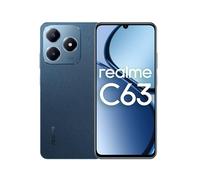 Realme C63 4G (Cuir bleu, 8 Go de RAM, 256 Go de ROM) | Cuir végétalien de qualité supérieure | Ultra fin | Écran confort oculaire 90 Hz | Résistance à l'eau IP54 | Gestes d'air | Batterie 5000 mAh |