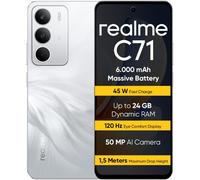 Realme C71 Blanc - Smartphone 6,67 pouces HD+ 120 Hz, batterie 6300 mAh, charge rapide 45 W, 6 Go RAM + 128 Go stockage, déverrouillé mondial