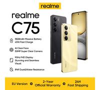 Realme C75 4G Smartphone, 6,72 pouces 90Hz, 5828mAh Batterie massive 45W Charge rapide, 1080 x 2400Pixels, Appareil photo 50MP, Mediatek Helio G92 Max Octa-core noir
