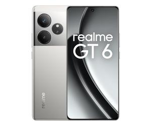 realme GT 6 5G Smartphone 8+256 GB,Chipset Snapdragon® 7+ 3e gén. de qualité supérieure, Hyper écran 6 000 nits,Appareil Photo Sony LYT-808 avec OIS,Batterie puissante de 5 500 mAh,Argent Fluide