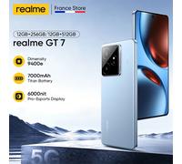 realme GT 7 5G Version Européenne Mediatek Dimensity 9400e Écran AMOLED 6,78 pouces Batterie 7000 mAh Charge 120W Bleu