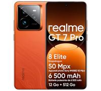 realme GT 7 Pro 5G Smartphone 12 + 512 Go, processeur Snapdragon 8 Elite, AI Ultra Clear Snapcamera 6,78 Pouces 120 Hz RealWorld Eco, Batterie 6500 mAh, IP69, Android 15, Orange (Pas d'adaptateur)