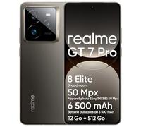 realme GT 7 Pro 5G Smartphone 12+512 Go, Processeur Snapdragon 8 Elite, AI Ultra Clear Snapcamera 6,78 Pouces 120 Hz RealWorld Eco, Batterie 6500 mAh, IP69, Android 15, Gris (sans Adaptateur)