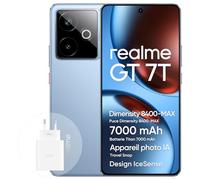 realme GT 7T 5G Smartphone 12+256 Go, processeur Dimensity 8400-MAX, Batterie Titan 7000 mAh, écran 6,78" 1,5K 120 Hz, caméra de Voyage IA Snap, IP69, IceSense Bleu
