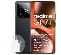 realme GT 7T 5G Smartphone 12+512 Go, processeur Dimensity 8400-MAX, Batterie 7000 mAh, écran 6,78" 1,5K 120 Hz, caméra de Voyage IA Snap, IP69, IceSense Noir