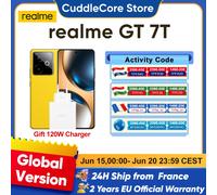 realme GT 7T Smartphone 5G Global Version MediaTek 8400-MAX 6.8'' 120Hz Display 7000mAh Titan Battery 120W Ultra Charge 12 Go + 256 Go Jaune course