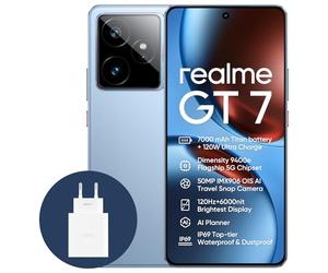 realme GT7 5G Smartphone,12+256GB,Batterie 7000 mAh,120W Charge,Processeur Dimensity 9400e, Appareil Photo IMX906 50MP,AI Planner,Écran e-Sport Pro 6000 nits 120Hz, IP69, Bleu,Exclusivité Amazon