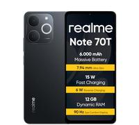 realme Note 70T Smartphone 4+256 GB, Batterie de 6 000 mAh, Rechargement Rapide à 15 W avec Charge inversée à 6 W, 24 Go de RAM Dynamique, Écran 90 Hz Eye Comfort, Ultra Volume à 300%, Black