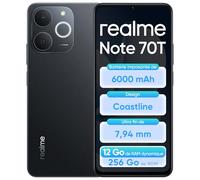 realme Note 70T Smartphone 4+256 Go, écran HD 90 Hz de 6,75 Pouces, Batterie Grande Capacité 6000 mAh, Protection ArmorShell, Processeur Octa-core T7250, NEXT AI, IP54, Obsidienne Noire, Sans Chargeur