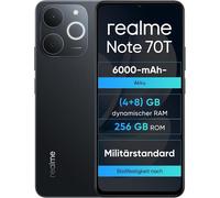 Realme Note 70T Smartphone 4 Go + 256 Go, écran 6,75 pouces, batterie 6000 mAh, sans chargeur - Noir Obsidienne