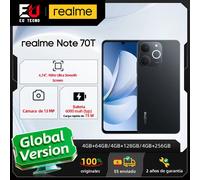 Realme Note - Smartphone 70T, Version mondiale, écran 6.75 pouces 90Hz, batterie 6000mAh, caméra Al 13MP, Chipset octa-core IP54 4GB 256GB Gold