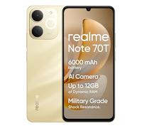 realme Note70T Téléphone portable débloqué Android 4 + 256 Go Octa-Core, batterie 15 W PD 6000 mAh, Android 15 double SIM sans carte SIM 4 Go de RAM, écran 6,75", fonctionnalités IA et caméra AI