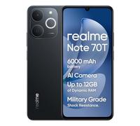 realme Note70T Téléphone portable débloqué Android 4 + Octa-Core 256 Go, batterie 15 W PD 6000 mAh, Android 15 double SIM sans SIM 4 Go de RAM, écran 6,75", fonctionnalités IA et caméra AI Noir
