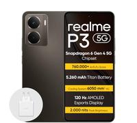 realme P3 5G Smartphone 12+512 GB, Processeur Snapdragon 6 Gen 4 5G, Batterie Titan de 5260mAh, Charge Rapide de 45W, AMOLED da 120Hz, 2000 nits Luminosité maximale, IP69, Grey