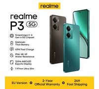Realme P3 5G Smartphone, écran AMOLED 120Hz 1080 x 2400P de 6,67 pouces, Qualcomm Snapdragon 6 Gen 4, batterie 6000mAh 45W de charge rapide, caméra 50MP, téléphone IP68 / IP69 noir